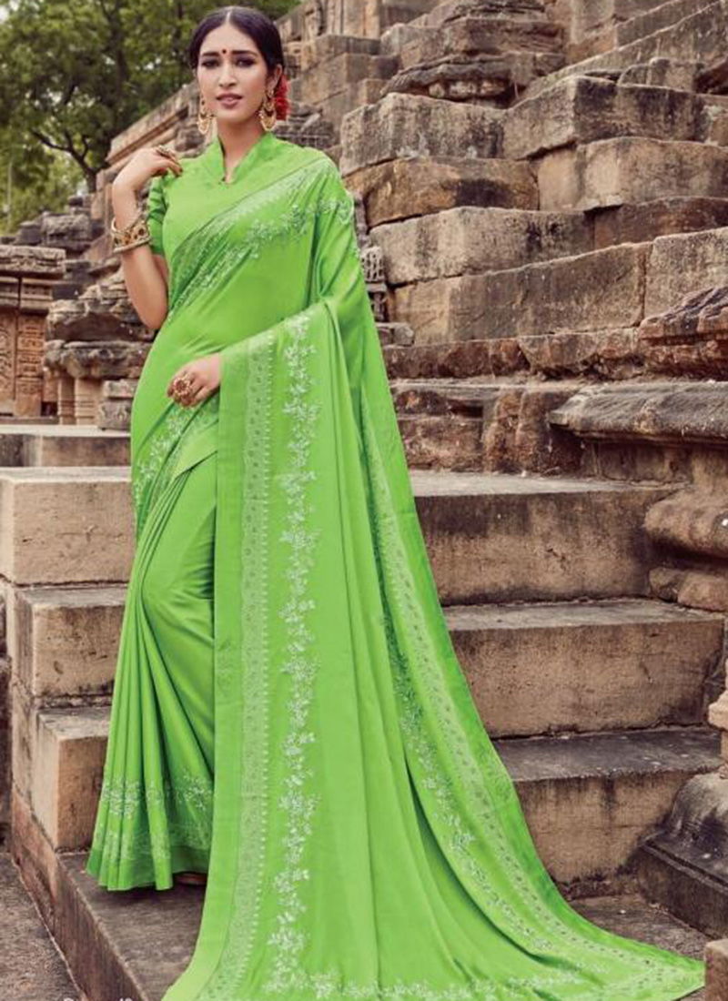 Latest Designer Saree Collection With Fancy Border and Beautiful Embroidery Work 